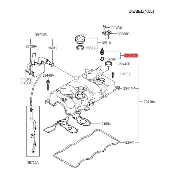 1 stk 2245027003 Injektorhette for 2.0T Trajet 2000-2010 Injektor Install Socket Assy