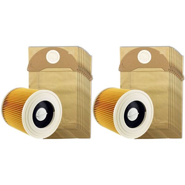 2X Filter til Vådt og Tørt Støvsuger WD2 20 x Støv