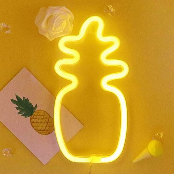 Lämmin valkoinen ananas neon ananas yövalo Pinea Light paristo- tai USB-käyttöinen yövalo kodin sisustus Ihanteellinen makuuhuoneeseen olohuoneeseen toimistoon