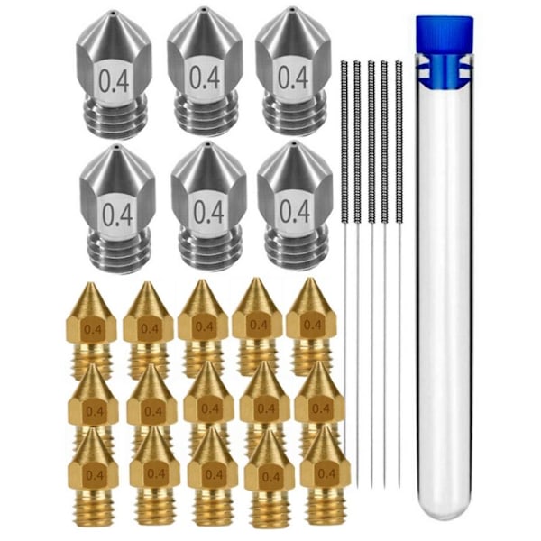 26 kpl MK8-suuttimia 3D-tulostimelle, kovitettua terästä ja kulumiskestävää messinkiä, 3 mm:n suuttimet