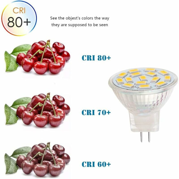 12V 3W MR11 LED-lampor motsvarande 20-30W halogenlampor, GU4.0 sockel, varmvit (3000K, 6-pack)