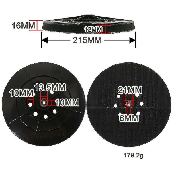 215mm slibepude kompatibel med Einhell Tc-dw 215 Te-dw tør slibemaskine