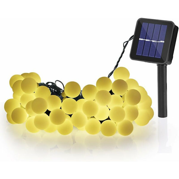Lysstreng Udendørs Solcellelysstreng 50 LED Globe 7m med 8 Lystilstande Solcellelysstreng, Indendørs og Udendørs Vandafvisende Dekorativ Pære til Have
