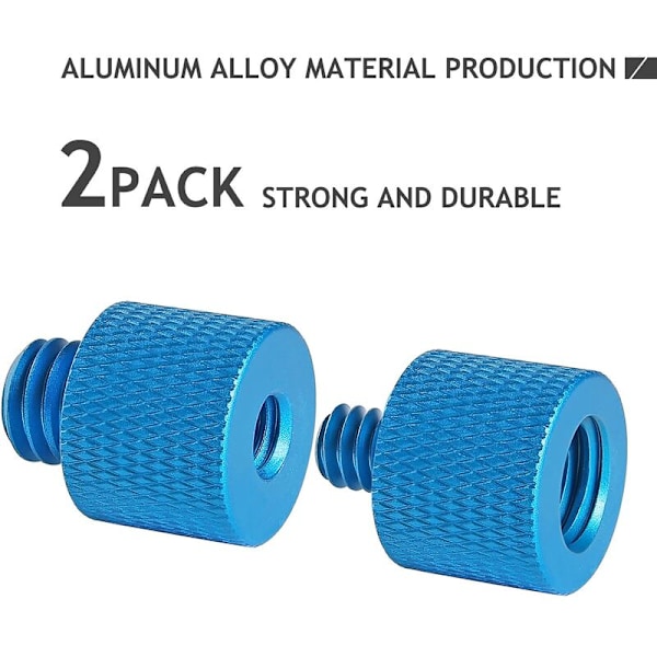 Skrue Adapter 1/4\" Hun til 3/8\" Han, 3/8\" Hun til 1/4\" Han Skrue til Mikrofonstativ, Tripod Skruegevind Adapter (Blå)