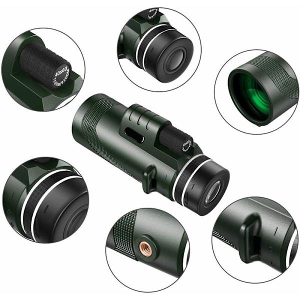 Nattesynstæller, BAK4, 10x, 60 mm, med smartphoneholder og teleskopisk stativ, armygrøn