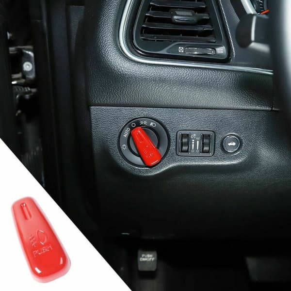 Bryterdeksel for frontlyskontroll, interiørtilbehør for 2015+ Charger 2010+ Durango 2011+, rød