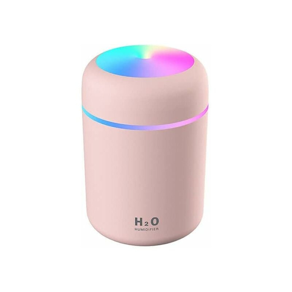 Farverig Cool Mini Sød Luftfugter USB 300ml Bærbar med 7 Farver 2 Tågetilstande Ultra Stille Velegnet til Hjem Bil Soveværelse Kontor og Rejser (Pink)