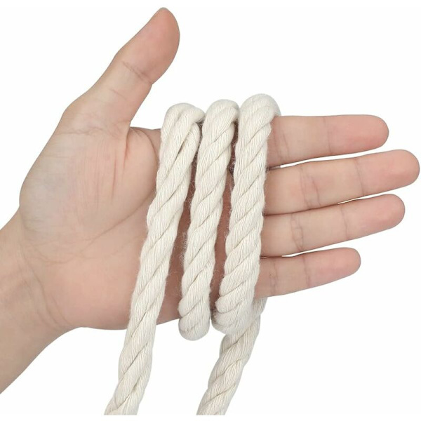 Hvit Makrame-tau 12mm - 10M, Makrame-tråd for DIY, Bohemisk veggdekorasjon