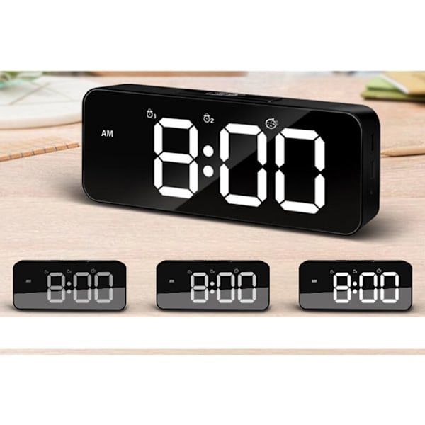 Väckarklocka, Digital Snooze Bordsur, Väckarklocka, Justerbar Tid Digital Klocka för Heminredning, Vit