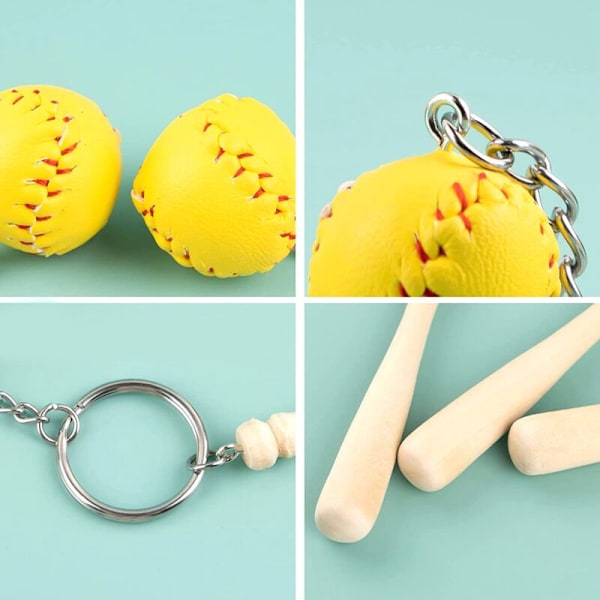 12 stk. træ baseball bat med mini nøglering softball sport til holdgaver