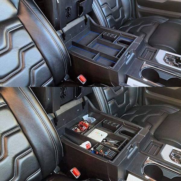Til 2014-2019 2020 2021 Toyota-Tundra Center Console Organizer Armrest Opbevaringsboks Palet Organizer Bakke Handskerum Blå