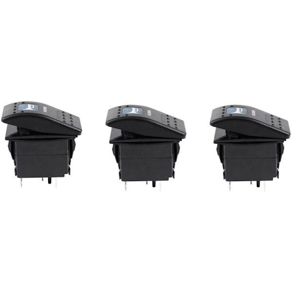 3X 5-polet bilbåd vippeafbryder hornmønster blåt LED-lys 12V/20A 24V 10A