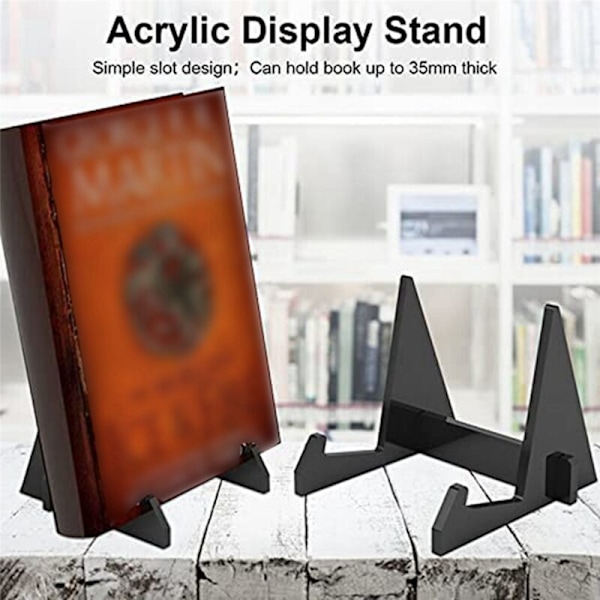 2X Display Stativ Akryl Bog Holder Manuel Album Plade Hylde til Visning Brosjyre Foto Ramme, Sort