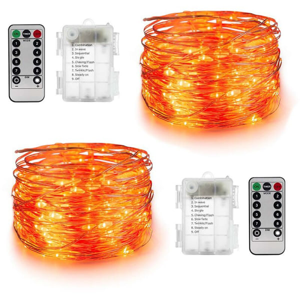 Höstgirlang (2-pack), 5m 50 LED Mini LED-ljusslingor Batteridrivna Utomhus och Inomhus Silvertrådsdekoration Ljus för Halloween Sovrum Jul