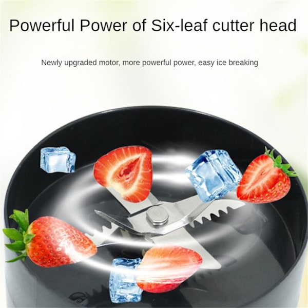 Bærbar Personlig Blender for Shakes og Smoothies med 6 Blader, USB Ladbar Håndtak Straw Lopp