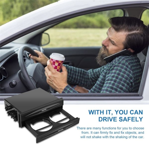 Auto Single Din Bilradio Lomme, Universal Cd Radio Lomme Drik Kopholder Opbevaringsboks Sort
