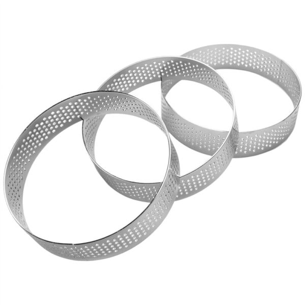 Pakke med 10 rustfrie kagemousseforme, varmebestandige perforerede kagemousseforme, runde forme til bagning af donuts, 8 cm