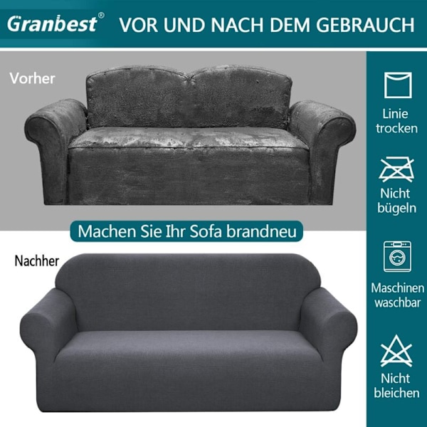 1 Stk Vandafvisende Stræk Sofa Betræk Elastisk Jacquard Spandex Sofa Betræk Sofa Betræk med Skridsikker Skum (1 Sæders, Grå)