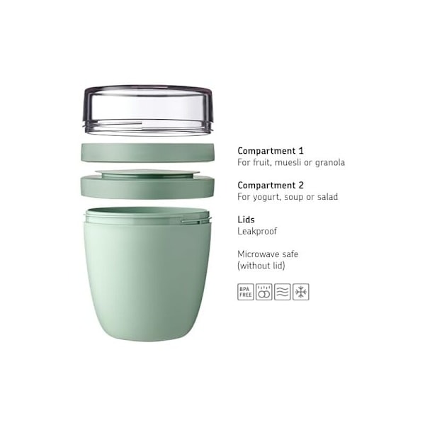 Ellipse lunsjboks – nordisk rosa – praktisk müsliboks 500 ml, yoghurtbeholder, lunsjboks – egnet for fryser, mikrobølgeovn og oppvaskmaskin