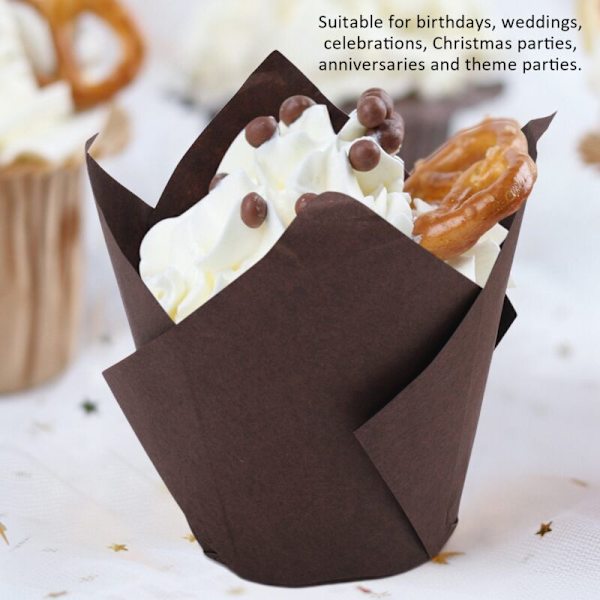 Cupcakeforme, 200 stk. Tulipan Bageforme Muffins Cupcakeforinger Kasser til Fest Fødselsdag Brusebad