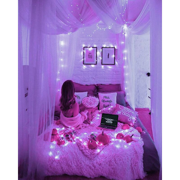 Fairy Lights, 3M 30LED Strängljus Batteridrivna Mini LED Inomhusdekoration för Sovrum Jul Bröllop Fest Hem Trädgård, Lila (1 st)