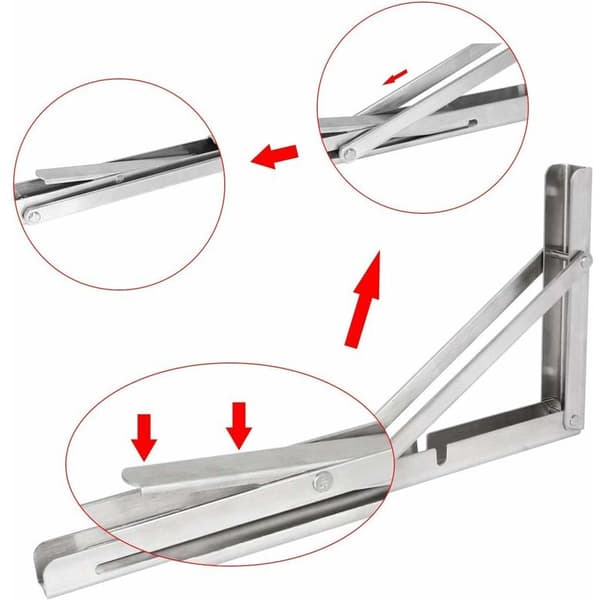 Fällbara hyllkonsoler, 2-pack rostfria fällbara hyllkonsoler, väggmonterade fällbara hyllkonsoler - Infällbar hyllkonsol med skruvar -