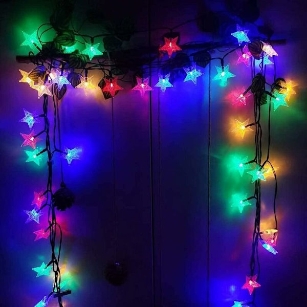LED-lysslynge Solcellelysslynge Utendørs DS Solstjernelysslynge Solfeelysslynge 8 Moduser Festivalbelysning Vanntett Terrasselys-6,5M