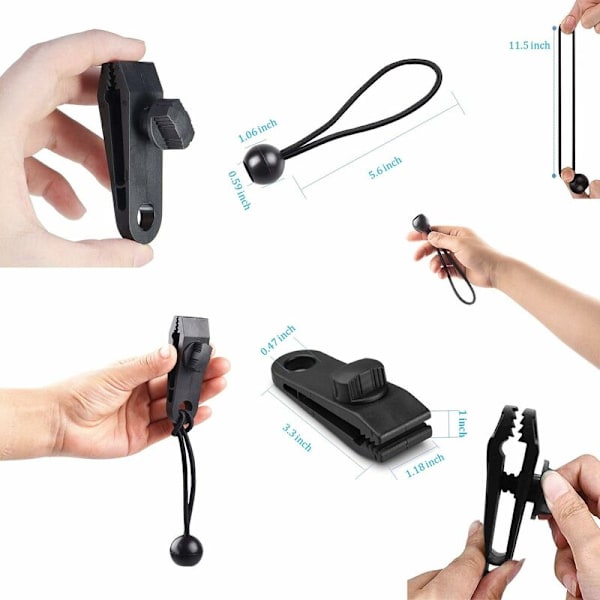 10 Set Tarp Clip Tält Tarp Clips Lås Grepp Markis Klämma Tält Clip Tillbehör Boll Bungee Snöre Rep för Tält, Överdrag, Markiser, Banderoller, Båt, Trädgårdsskötsel
