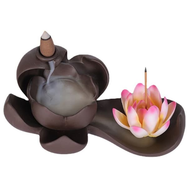 Elegant Lotus Røgelse Brænder Vandfald Keramisk Røgelse Holder Kar Aromaterapi Håndværk Til Hjem Indretning Kontor B