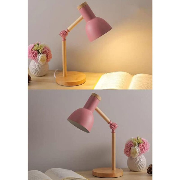 Nordisk moderne kreativ skrivebordslampe soverom nattlampe barnerom kontor øyevern leselampe justerbar skrivebordslampe E27 tre metall nattlys
