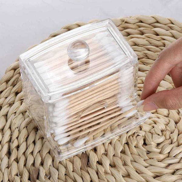 7 OZ Bomuldsvatpindsholder, Qtip Bomuldsknopper Kugle Dispenser, Badeværelsesbeholdere Klar Apotekkrukke til Opbevaring 1 Stk