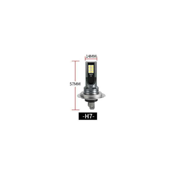 H7 LED-pære - DC 12V LED-bilfrontlys - Erstatning for halogenpære og Xenon-sett - Hvit 6500K