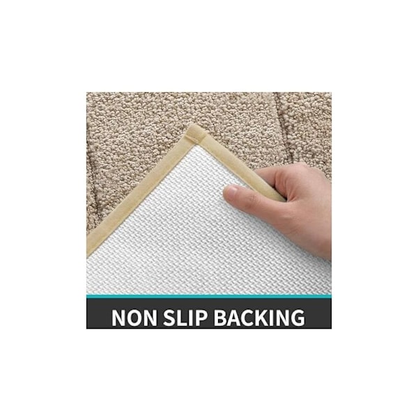 50 x 80 cm, Beige, Halksäker Badmatta, Mjuk Mikrofiber Badrumsmatta, Vattenabsorberande, Maskintvättbar, Extra Tjock Duschmatta för Badrum