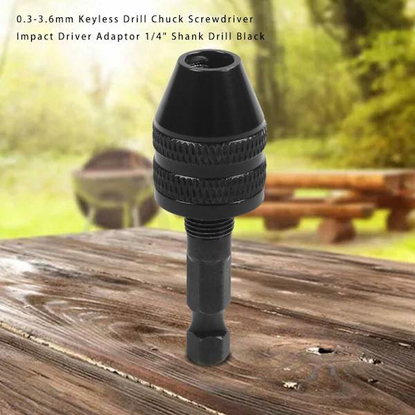 0,3-3,6 mm slagchucknyckellös skruvmejseladapter 1/4\" skaft svart borr