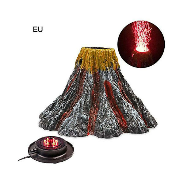Akvarium Vulkan Ornament Lys Nat Kit Luftbobler Skrivebords Dekorationer til Fiskekum Akvarium Bobler Gave med LED Lys UkMulticolor Lys