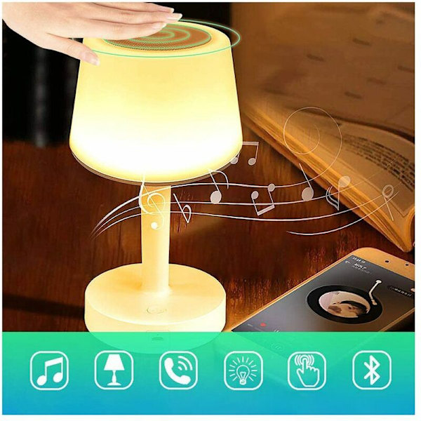 Sänglampa Sänglampa med Bluetooth-högtalare Lampa, LED-nattlampa, Stämningsljus, Bordslampa, Touch RGB Sänglampa, 3-vägs Touch Mode Dimbar en