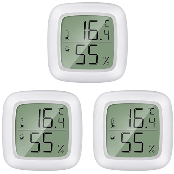 Mini LCD Digital Termometer Hygrometer 3-pack Inomhus Fuktighetsmätare Lämplig för Sovrum, Senior