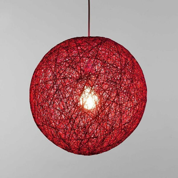 Sisal Hänglampa Rund Boll Lampskärm Rattan Chandelier, Diameter (Roseröd, 23cm)