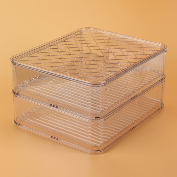 Kylskåpsförvaringslåda Crisper Transparent Kök Matförvaring Magiskt Bord Överlappningsfack Lådlåda