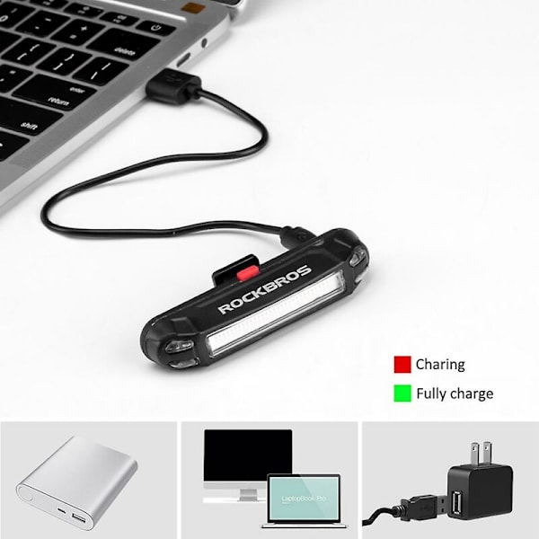 Sykkellys Vanntett Sykkel Baklys USB Oppladbar Sikkerhets Baklys Advarsel LED Sykkel Bakre Li