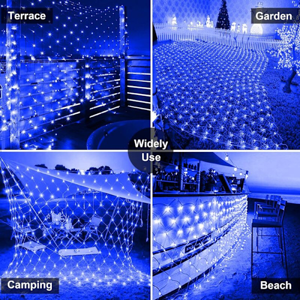 192 LED Solcells-nätlampor, 3m x 2m 8 Klarlägen Solcellslampa Sträng, Vattentät Solcellsdriven Nätlampor Dekoration för Utomhus Hem Patio Trädgård Vi
