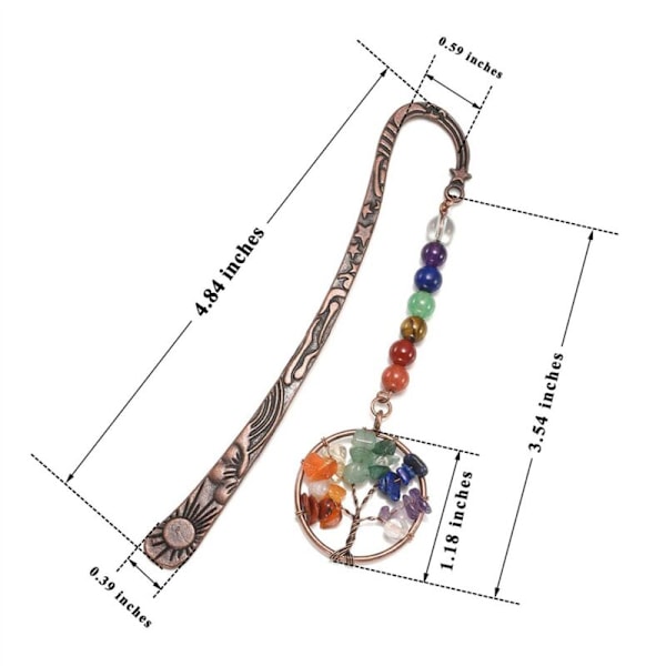 2X Chakra Krystal Bogmærke Vintage Metal Træ Bogmærker til Kvinder Studenter Lærer Graduation Gave Jul