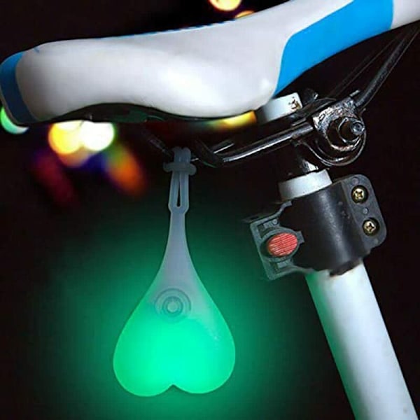 Cykel Baglygte, Hjerteformet Advarselslys, LED Natlys, Vandafvisende (Grøn)