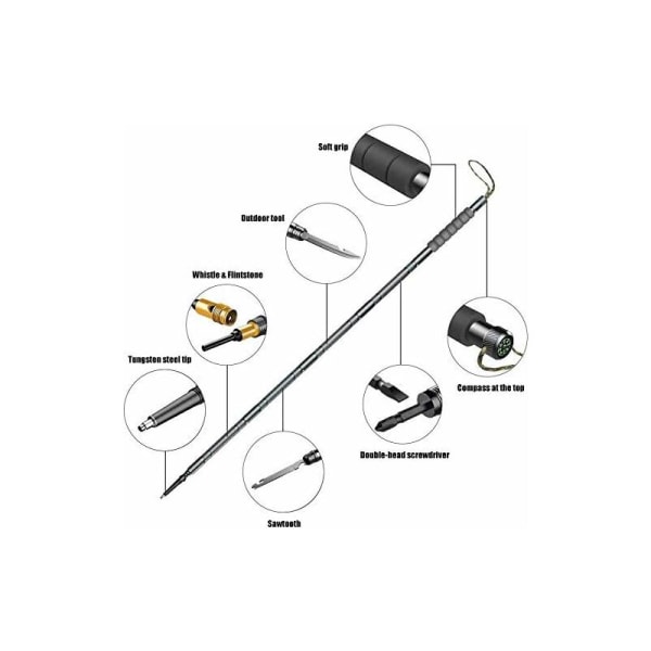 Vandringsstavar Vandringsstavar Vandringsstavar Vandringsstavar Multifunktions hopfällbar spade, skidstav aluminiumlegering Utomhusvandring Campingtillbehör,106c