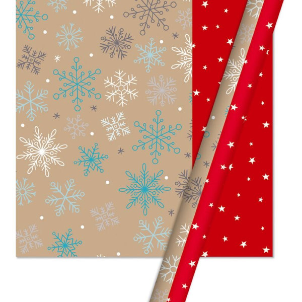 Julpapper Kraftpapperslåda - Dekorationspapper Snögubbe Snöflinga Inslagning Papper-2