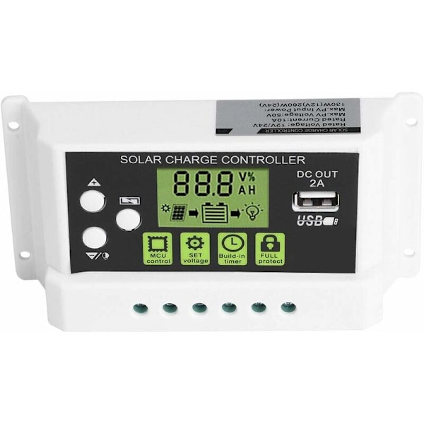 Solpanel-laderegulering, Smart Solpanel-laderegulering LCD-skærm USB-udgang 12V 24V 10/20/30A Solpanel Batteriregulering (KYZ-20A)