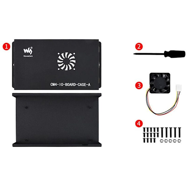 Waveshare Metal Box (A) Raspberry Pi 4 IO-levylle suunniteltu, mukana jäähdytystuuletin