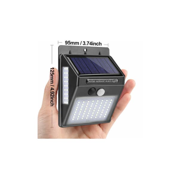100 LED solcelle vegglampe, vanntett IP65, energisparende sensorlampe