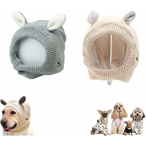 2 hörselskydd för hundar för att skydda mot buller (grå + + beige) -