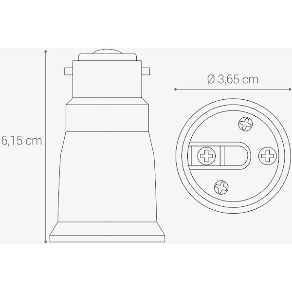 4x Sokkeladapter - B22 til E27 Sokkelomformer - Bajonettbase Lampeholder Adapter for Halogen LED Pære